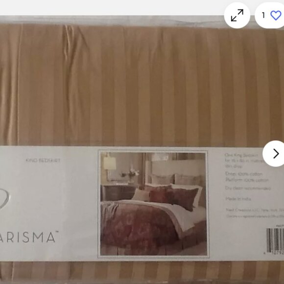 BRAND NEW CHARISMA PAXTON STRIPED TAUPE CALIFORNIA KING BEDSKIRT, NEW - Picture 2 of 7